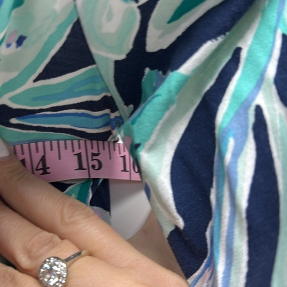 Lilly Pulitzer Blue Teal Calla Off The Shoulder Romper - Picture 11 of 14